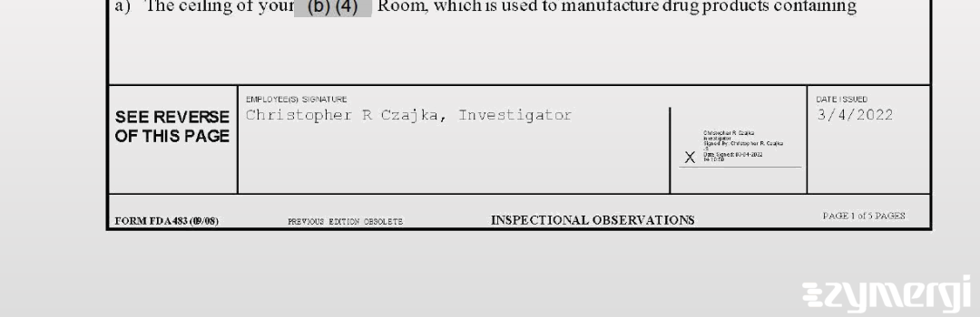 Christopher R. Czajka FDA Investigator 