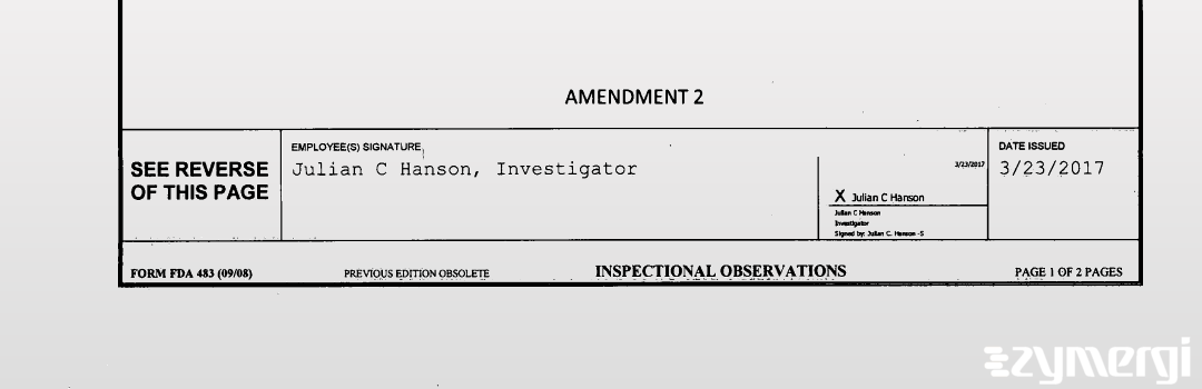 Julian C. Hanson FDA Investigator 