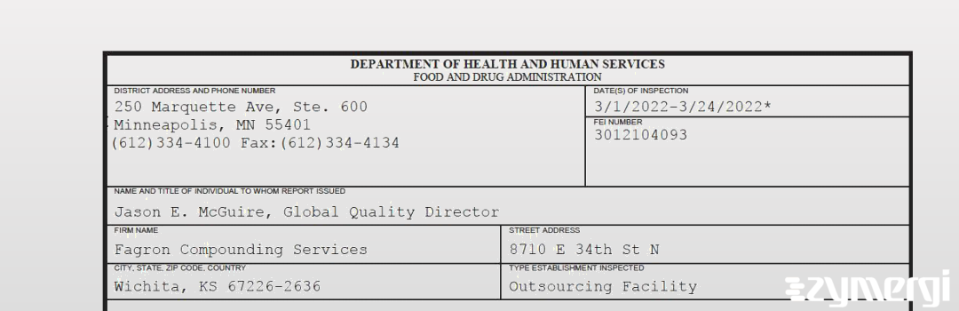 FDANews 483 Fagron Compounding Services Mar 24 2022 top