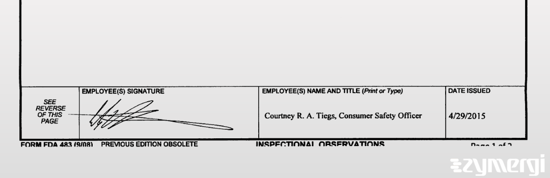 Courtney R. Tiegs FDA Investigator 