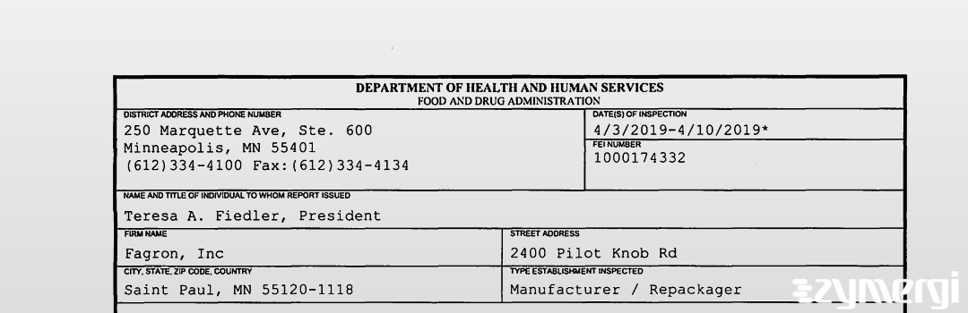 FDANews 483 Fagron, Inc Apr 10 2019 top