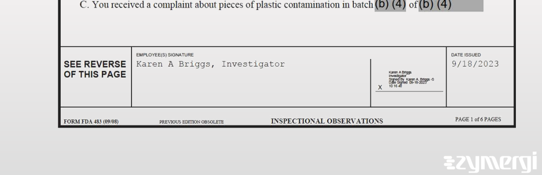 Karen A. Briggs FDA Investigator