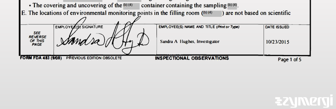 Sandra A. Hughes FDA Investigator 