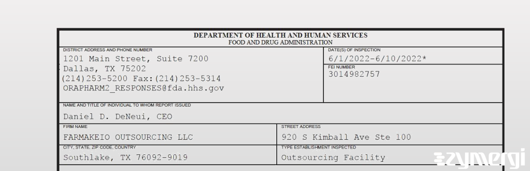 FDANews 483 FARMAKEIO OUTSOURCING LLC Jun 10 2022 top