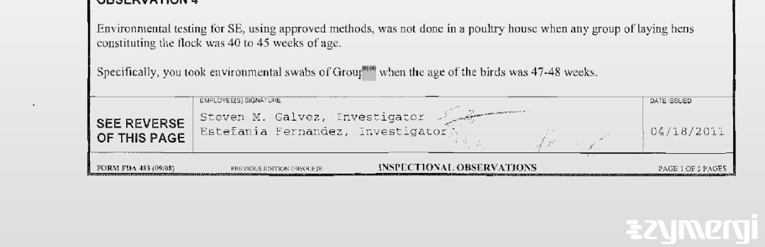 Estefania Fernandez FDA Investigator Steven M. Galvez FDA Investigator 