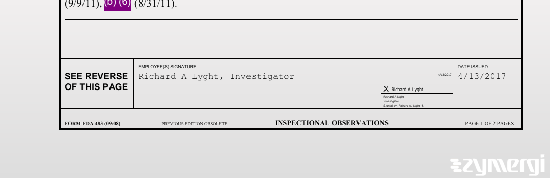 Richard A. Lyght FDA Investigator 