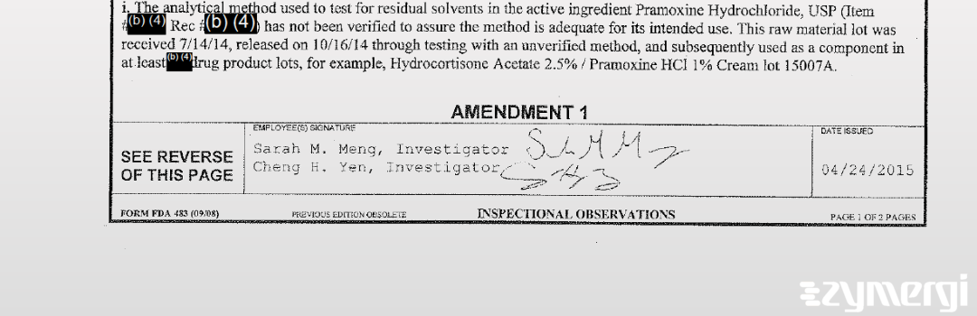 Sarah M. Meng FDA Investigator Cheng H. Yen FDA Investigator 