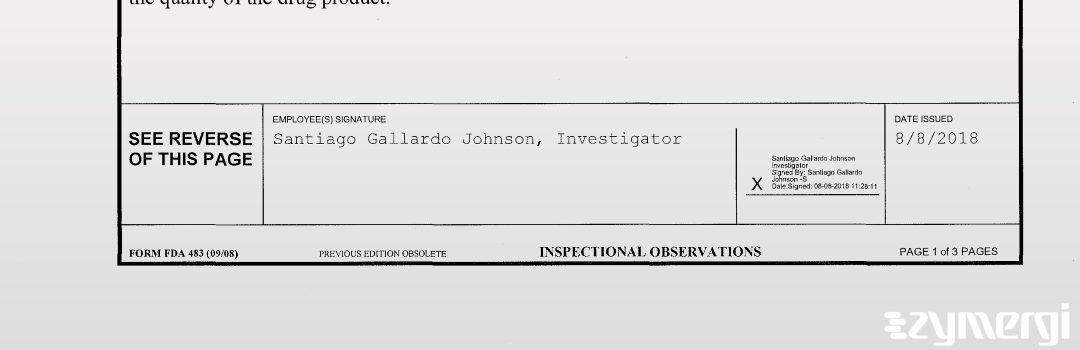 Santiago Gallardo Johnson FDA Investigator Gallardo Johnson, Santiago FDA Investigator 