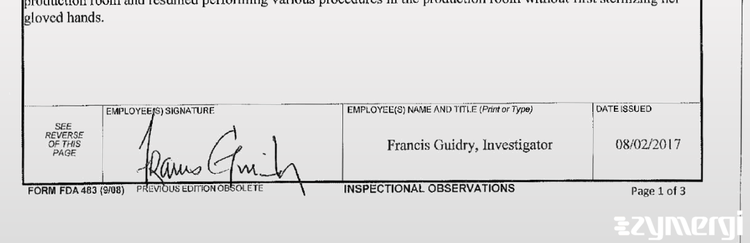 Francis A. Guidry FDA Investigator 