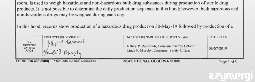 Jeffrey P. Raimondi FDA Investigator Linda F. Murphy FDA Investigator 