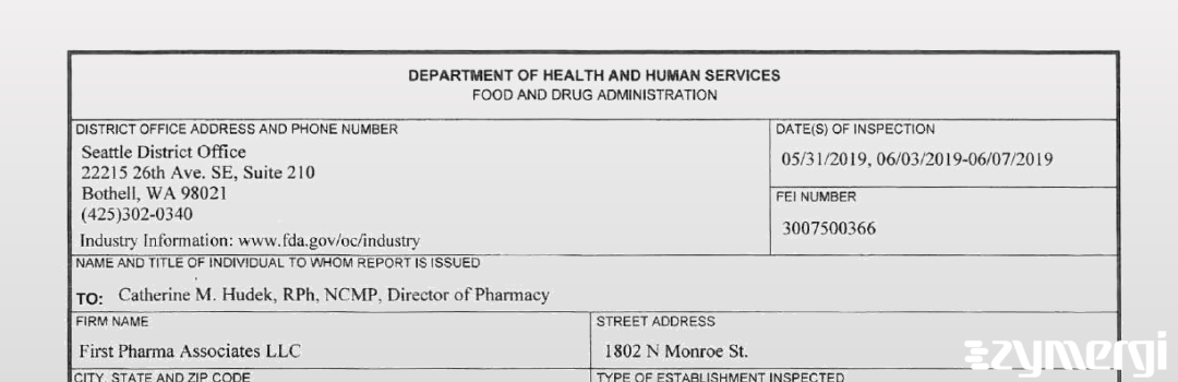 FDANews 483 First Pharma Associates LLC dba Riverpoint Pharmacy Jun 7 2019 top