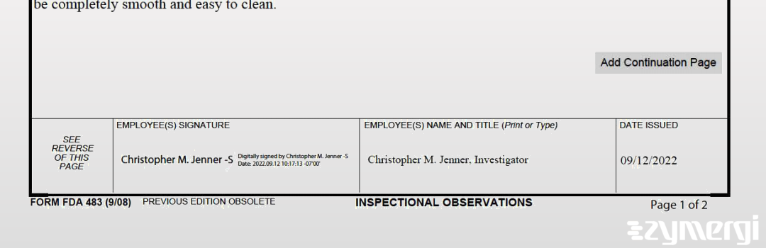 Christopher M. Jenner FDA Investigator