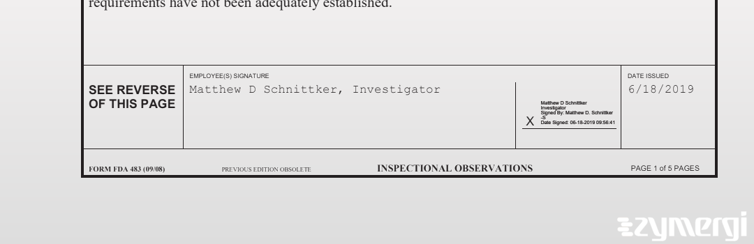 Matthew D. Schnittker FDA Investigator
