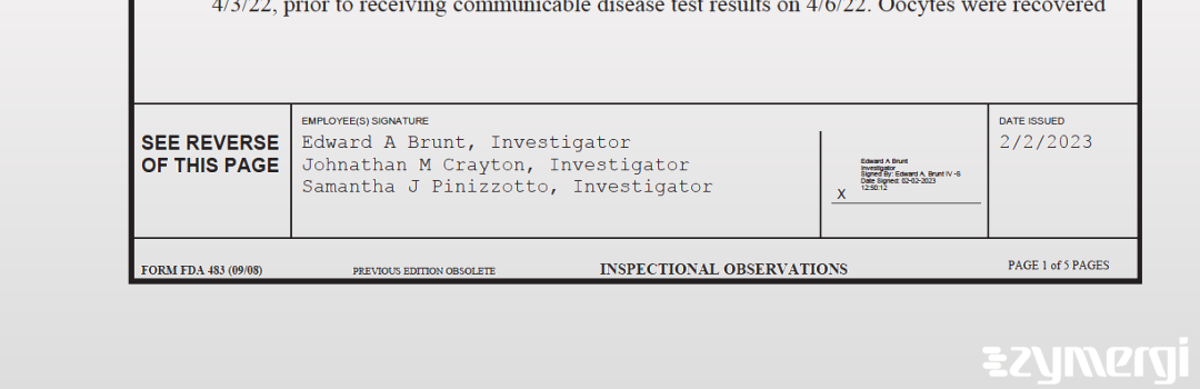 Samantha J. Pinizzotto FDA Investigator Johnathan M. Crayton FDA Investigator Edward A. Brunt FDA Investigator 