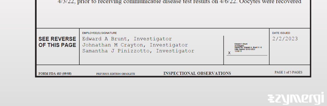 Samantha J. Pinizzotto FDA Investigator Johnathan M. Crayton FDA Investigator Edward A. Brunt FDA Investigator