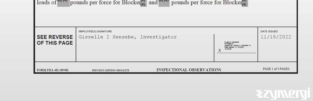 Gisselle I. Sensebe FDA Investigator
