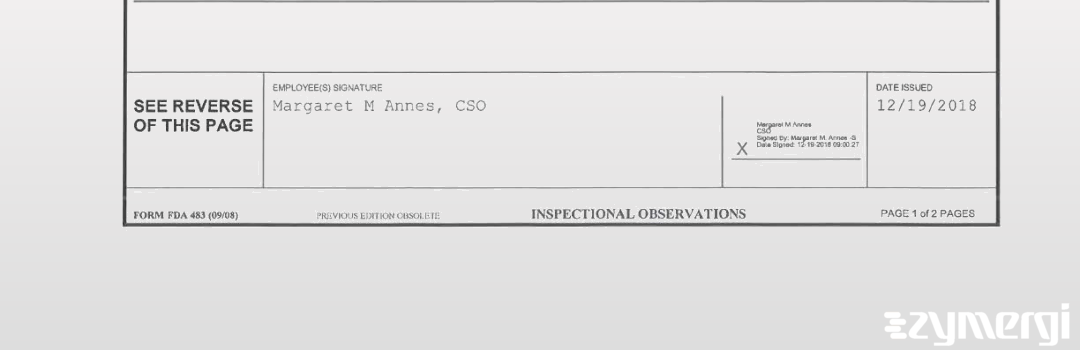 Margaret M. Annes FDA Investigator