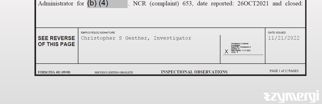 Christopher S. Genther FDA Investigator