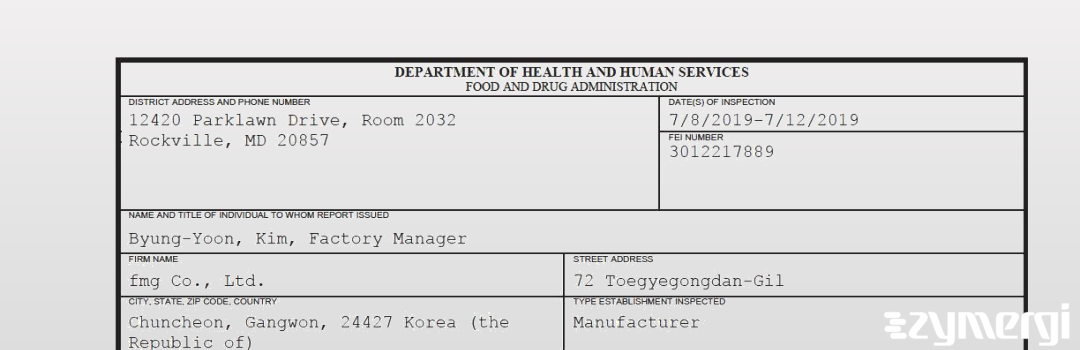 FDANews 483 fmg Co., Ltd. Jul 12 2019 top