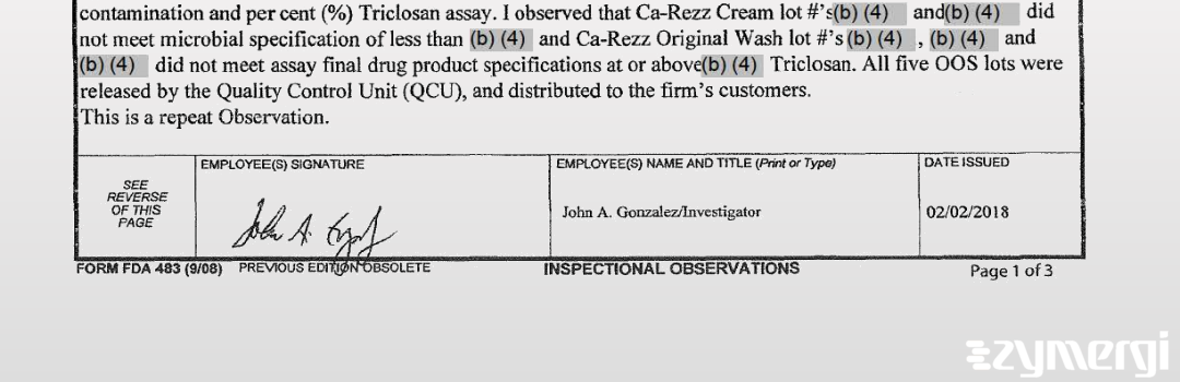 John A. Gonzalez FDA Investigator