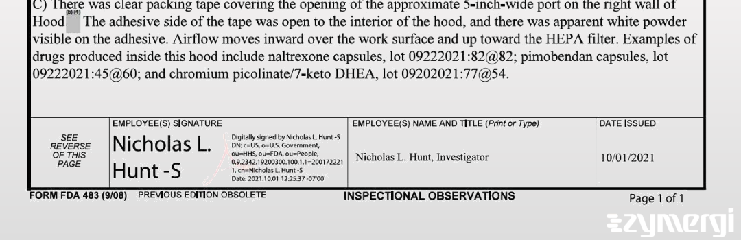 Nicholas L. Hunt FDA Investigator