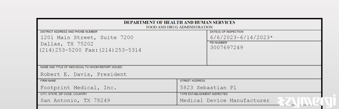 FDANews 483 Footprint Medical, Inc. Jun 14 2023 top