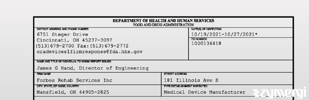 FDANews 483 Forbes Rehab Services Inc Oct 27 2021 top