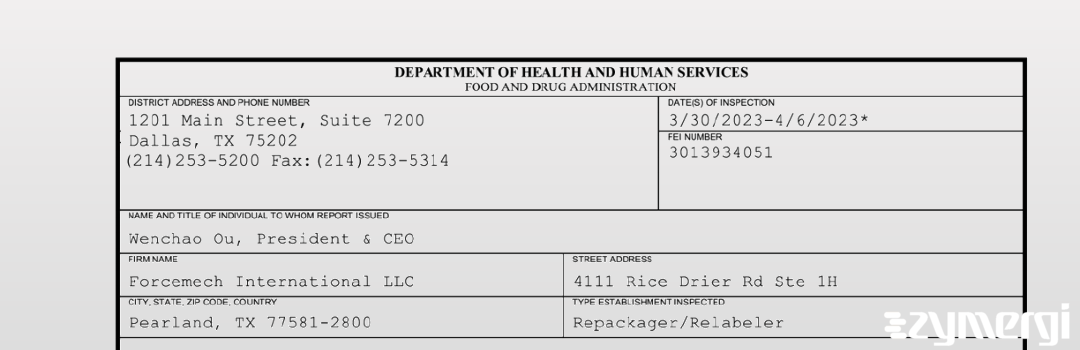 FDANews 483 Forcemech International LLC Apr 6 2023 top