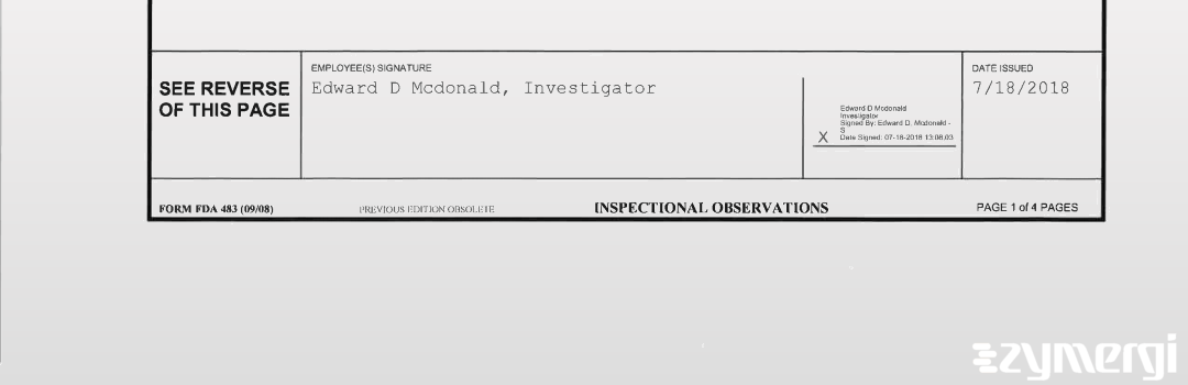 Edward D. McDonald FDA Investigator 