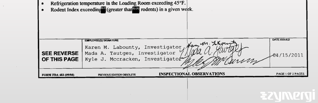 Karen M. Labounty FDA Investigator Mada A. Tautges FDA Investigator Kyle J. McCracken FDA Investigator 