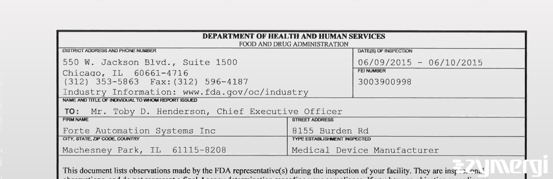 FDANews 483 Forte Automation Systems Inc Jun 10 2015 top