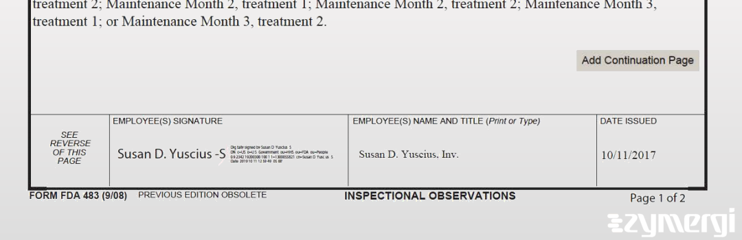 Susan D. Yuscius FDA Investigator 