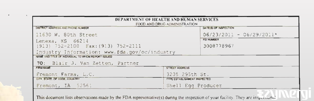 FDANews 483 Fremont Farms, L.C. Jun 29 2011 top