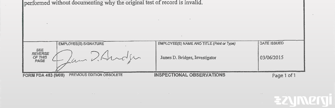 James D. Bridges FDA Investigator 