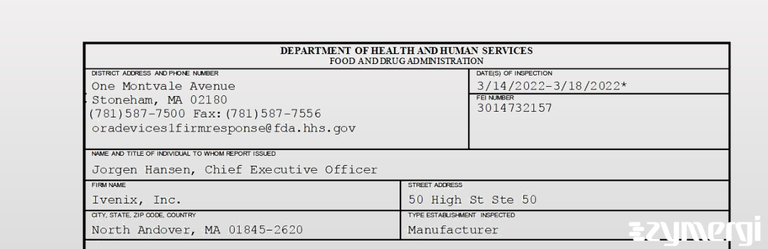 FDANews 483 Ivenix, Inc. Mar 18 2022 top