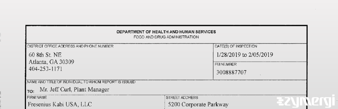 FDANews 483 Fresenius Kabi USA, LLC Feb 5 2019 top