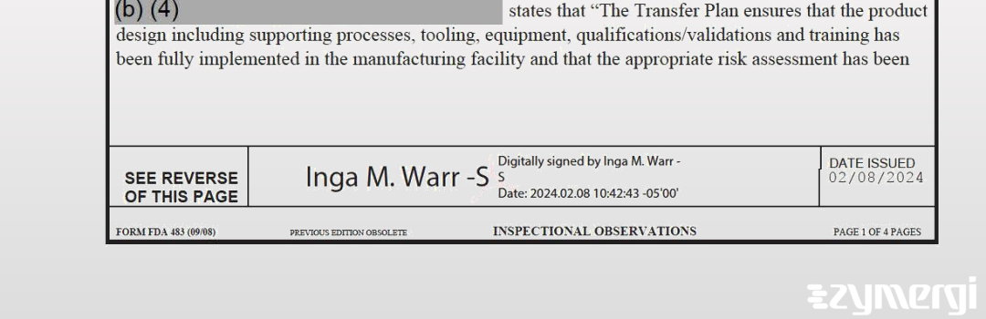 Inga M. Warr FDA Investigator