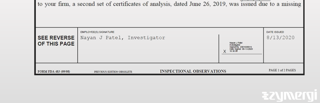 Nayan J. Patel FDA Investigator 