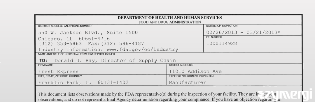 FDANews 483 Fresh Express Mar 21 2013 top