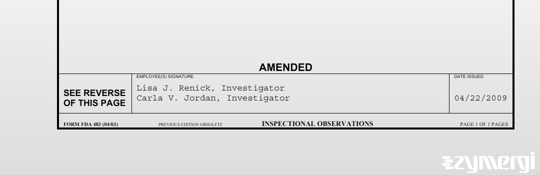 Lisa J. Joseph FDA Investigator Carla V. Jordan FDA Investigator 