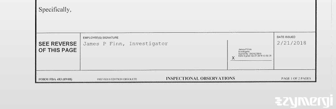 James P. Finn FDA Investigator 