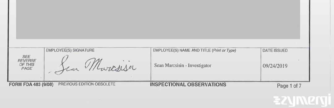 Sean R. Marcsisin FDA Investigator 