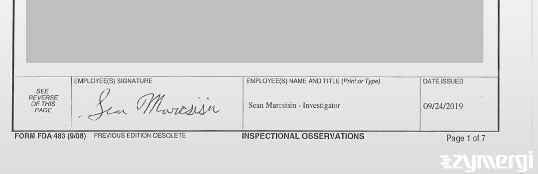 Sean R. Marcsisin FDA Investigator