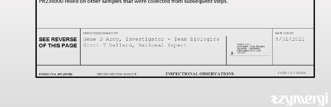 Gene D. Arcy FDA Investigator Scott T. Ballard FDA Investigator 