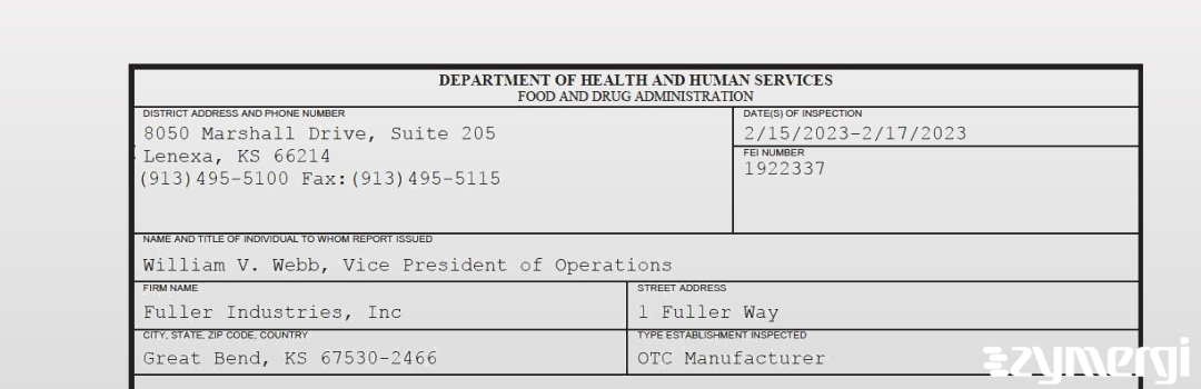 FDANews 483 Fuller Industries, Inc Feb 17 2023 top