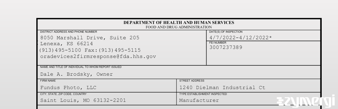 FDANews 483 Fundus Photo, LLC Apr 12 2022 top