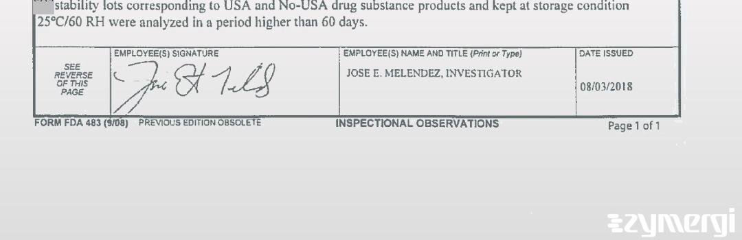 Jose E. Melendez FDA Investigator 