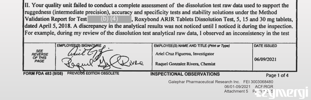 Ariel Cruz Figueroa FDA Investigator Raquel Gonzalez Rivera FDA Investigator Cruz Figueroa, Ariel FDA Investigator Gonzalez Rivera, Raquel FDA Investigator 