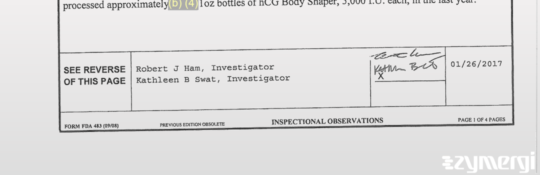 Robert J. Ham FDA Investigator Kathleen B. Swat FDA Investigator 