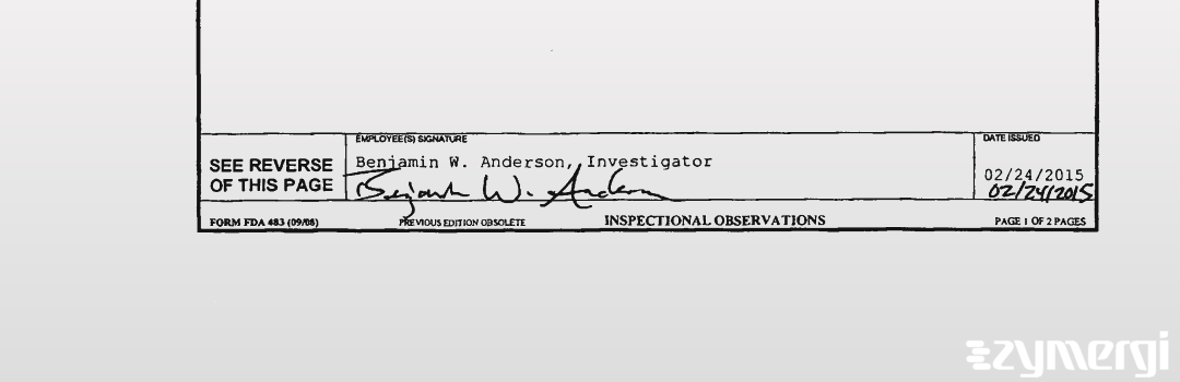 Benjamin W. Anderson FDA Investigator